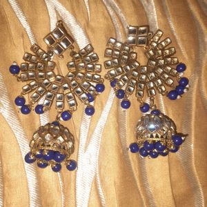 Pair Of Blue And Golden Earwear