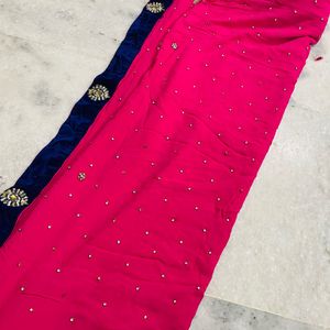 Pink Diamond Work Heavy Saree With Blouse