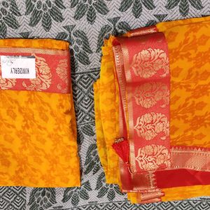 Yellow Border Saree