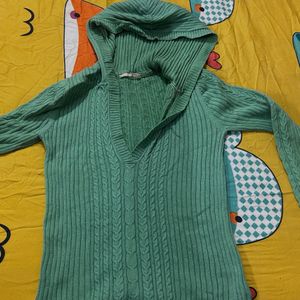 Combo Sweater Top With Hood