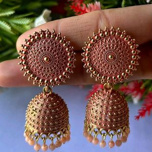 Trendy Peach Jumka Earrings