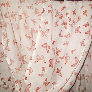 White And Red Butterfly Scarf 🧣