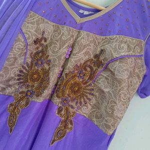 Violet Gown With Dupatta