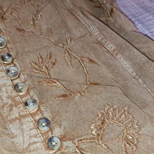 Brown Embroidered Top