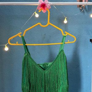 Green Fringed Bodycon Dress