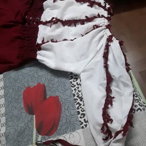 Cherry Red nd white beautiful frock