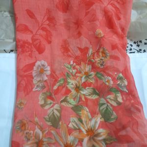 Pink and Orange Stone Work Saree with Blouse