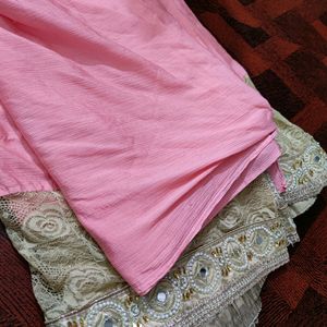 Beautiful Pink Saree With Blouse