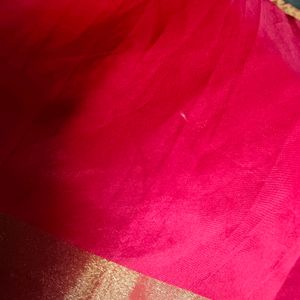 Red Tussar Silk Saree