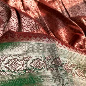 100% Pure Brocade Himroo Silk Saree