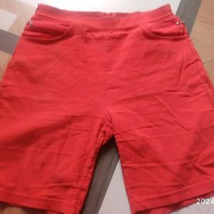 Long Red Shorts Above Knee