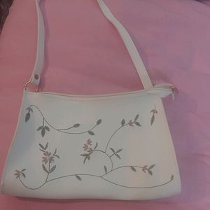 White Embroidered Sling Bags