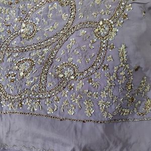 Beautiful detailed work saree purple for weddings and functions