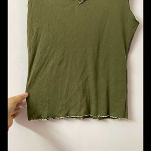 Brown Tank  And Olive Top