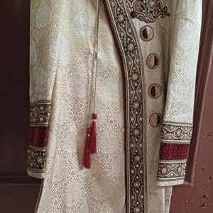 Groom Sherwani Golden & Maroon Color