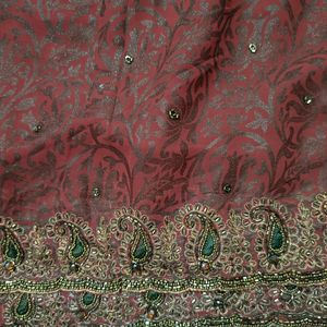 Maroon Heavy Stone Work Saree