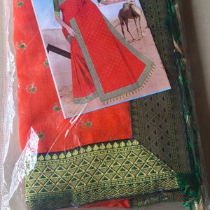 Elegant Poly Silk Orange Saree  Traditional Design