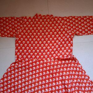 Pure Cotton Chinese Coller Floral Kurti