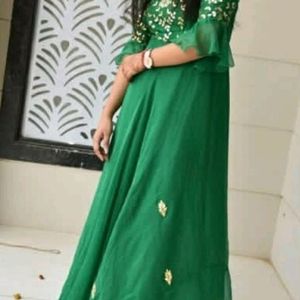 Price Dropped!!Green Gota Patti Heavy Gown