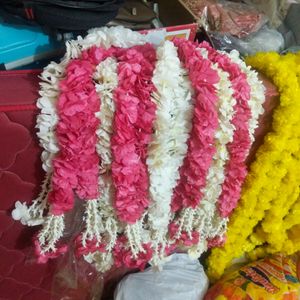 2 Strings of White/Pink Blossom Flowers