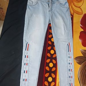 Blue Red Stripe Jeans