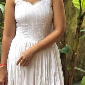 Chikankari White Gown