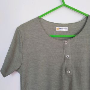 Unbrand, Green Colour Simple Tops For Women