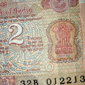 2 Rupees indian Note vintage