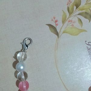 Pink And White Bow Beads Bracelet