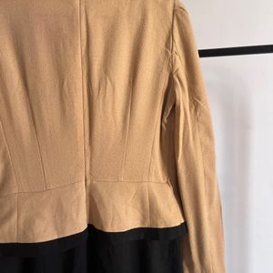 Brownish-Black Midi Long Sleeve Dress