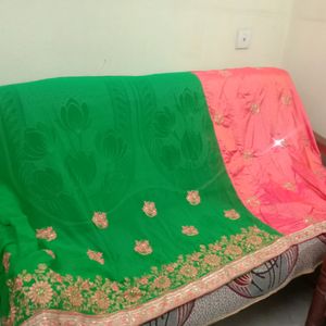 Two Colour Embroidery Saree