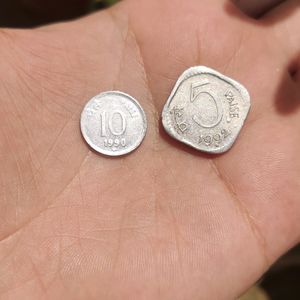 10 And 5 Paise Hyderabad Mint Coin 1990,1992