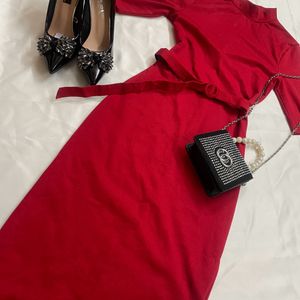 zara midi dress with belt