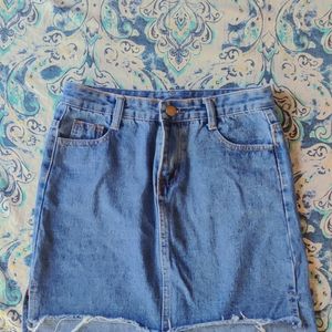 Low-high Mini Denim Skirt