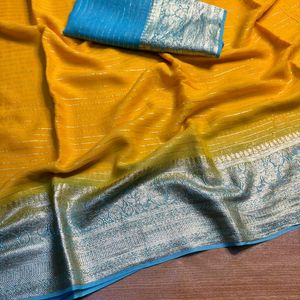 Pure Viscose Georgette Weaving Jacquard Saree🫶