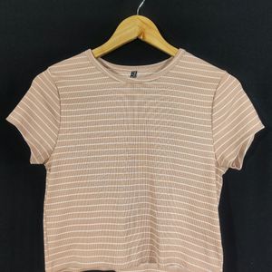 Tokyo Talkies Peach Striped Crop Top (Women)