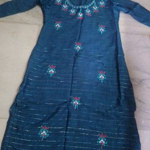 Blue Printed Cotton Kurta