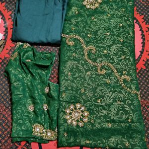 Dark Green Saree