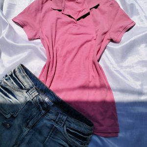 Pink Polo T Shirt For Women