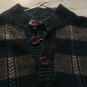 Unisex Peacock Green Gray Daily Wear Sweater