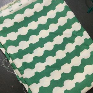 Green & White Dress Material