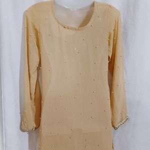 Beige Chiffon Kurta