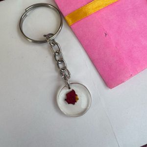 Resin Preserved Rose Keychain.