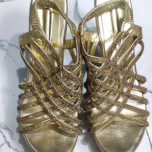 Wedget High Heel Golden Footwear