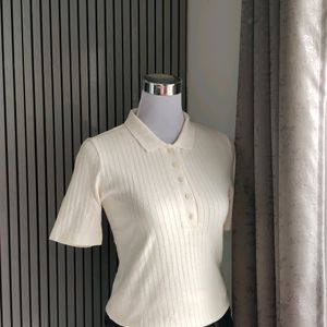 🆕 UNIQLO Polo Neck Ribbed Top