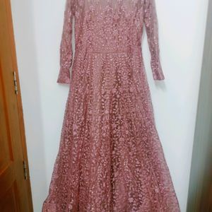 Elegant Rose Gold Anarkali Gown