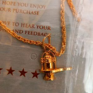 Shivling Gold Plated Pendant With Chain