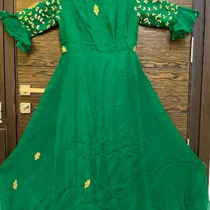 Price Dropped!!Green Gota Patti Heavy Gown