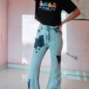 Butterfly Detailing Bootcut Jeans