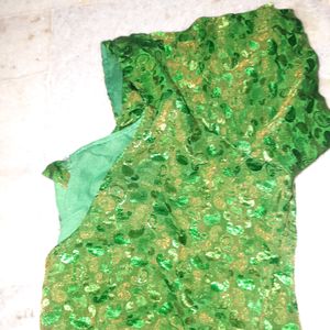 like new green color brocade blouse